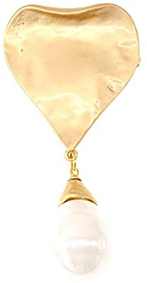 Broche en forme de cœur baroque en fausses perles en forme de cœur - Doré