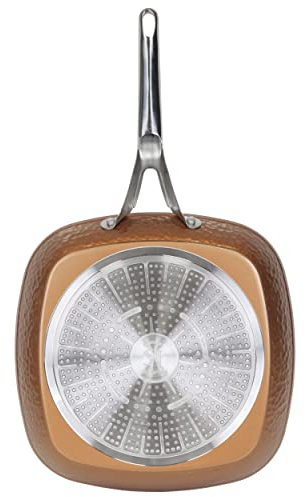 San Ignacio Origen - Sartén Grill Redonda Doble de 28cm - Aluminio Fundido A Presión - Interior Quantanium Con Recubrimiento En Polvo Diamantado - Punto Inducción - Asa Soft Touch En Negro