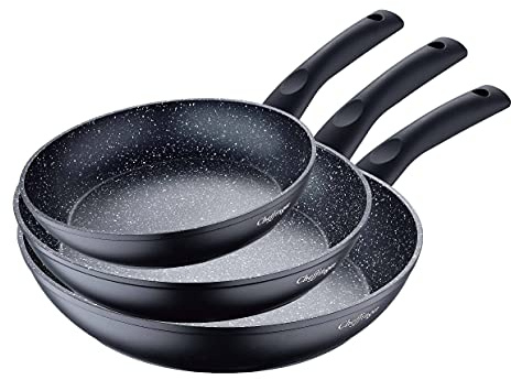 3er Pfannenset Induktion Set Antikratz Bratpfannen Pfanne Antihaft Induktions-Bratpfanne ø 20 cm, ø 24 cm, ø 28 cm