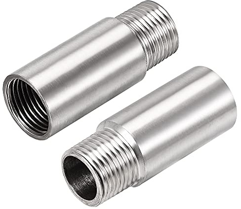 sourcing map - Braccio di prolunga per soffione doccia, in acciaio INOX G1/2 maschio a G1/2, filettatura femmina, lunghezza 60 mm, 2 pezzi