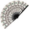 GloFX Folding Fan - Money Stacks/Money Fan - Large Rave Clack Folding Hand Fan for Men/Women - for EDM, Music Festival, Club, Event, Party, Dance, Performance, Decoration, Gift
