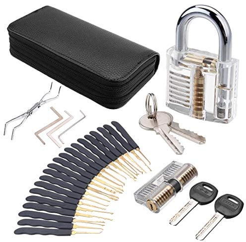 24Pcs serratura Picks strumento di addestramento trasparente pratica lucchetto set fabbro strumento