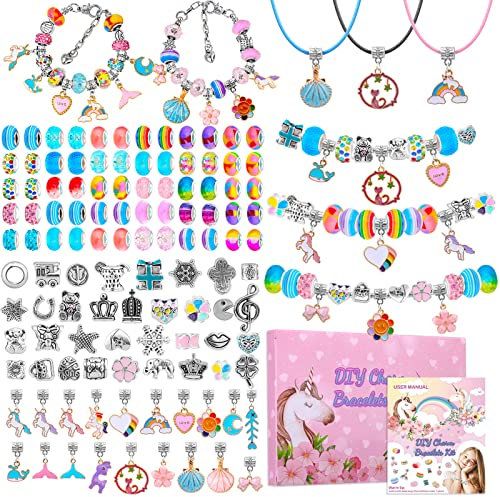 122 Pcs Charms Bracelet Making Kit, modacraft Charms for Jewellery Making, DIY Kids Crafts with Jewelry Beads, Arts and Crafts Sets as Gifts for Relatives and Friends.