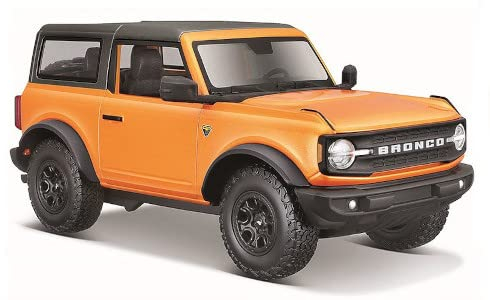 Maisto Diecast 31530 kompatibel mit Ford Bronco Badlands, orange/matt-schwarz, 2021, 1:24, Fertigmodell