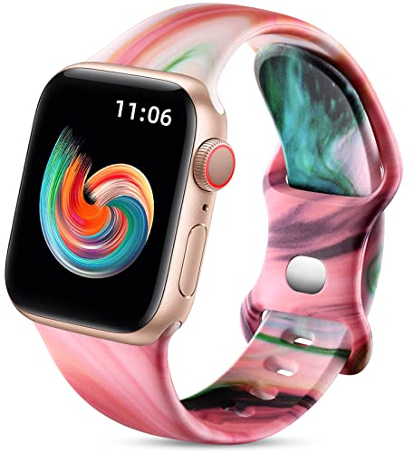Upeak Floreale Double Face Compatibile con Cinturino Apple Watch 40mm 41mm 38mm 42mm(Series 10), Cinturini per Serie iWatch 10/9/8/7/6/5/4/3/2/1/SE, 38/40/41/42mm(Series 10)-S/M, Galassia