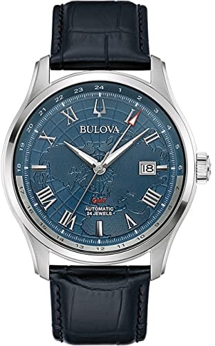 Bulova Herren Analog Automatik Uhr mit Leder Armband 96B385