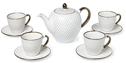 TEA SHOP - Set Golden Hive - Juego de tetera con tazas para té, infusiones o café - Ideal para regalo