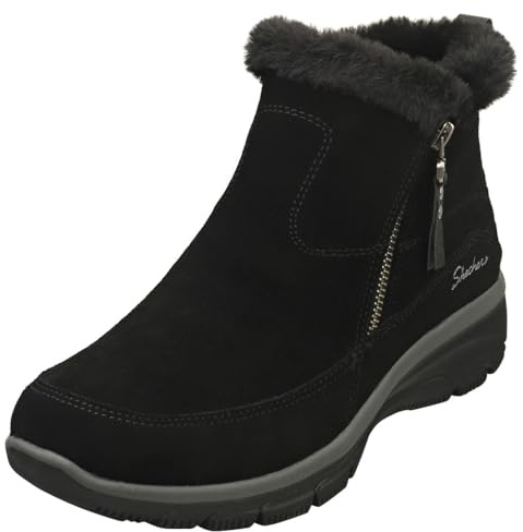 Skechers Damen Easy Going Cool Zip!Stiefelette | Lockere Passform, luftgekühlter Memory-Schaum, Kunstfellfutter, seitlicher Reißverschluss, wasser- und schmutzabweisend