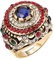 YAHOYA Neue Ankunft Dubai Gold Antiker Ring für Frauen Bohemian Blue Resin Inlay Crystal Punk King Ring Vintage Schmuck