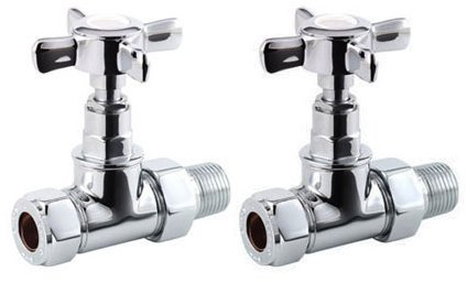 iBathUK Regency Thermostatic Radiator Valve,Solid Brass,Straight Radiator Valve Pair, Universal Central Heating,Tower Rail Valve- Chrome (Set of 2)