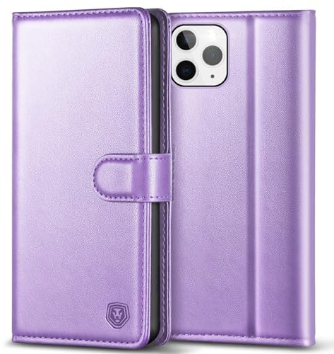 Kuafcase Compatible for iPhone 11 Pro Max Case with 4 Card Slots Magnetic Closure Kickstand Shockproof Protective Phone Case Compatible for iPhone 11 Pro Max - Light Purple