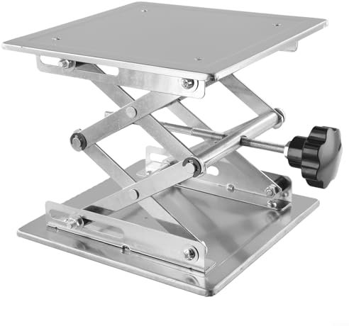 Wagenheber-Ständer 150 x 150 mm, Aluminium-Oberfräse, Hebetisch, Holzbearbeitung, Gravur, Wasserwaage, Hebeständer