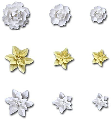 Cabilock Weiße Verzierungen Keramikdekor Dekorative Künstliche Pfingstrose Logo-Aufkleber Makramee Outdoor Metallaufkleber Blumen-Wand-dekor Künstliche Wandblume 3D Esstisch Wandtattoos
