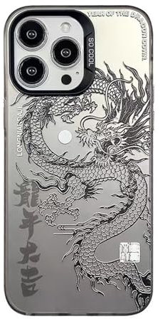 Funny Phone Cases Dragon Print Rubberized Case for iPhone 15 14 13 12 11 Pro Max Fashionable and cool dragon pattern design, cute and beautiful Soft TPU shockproof case for girls and women ( Color : B