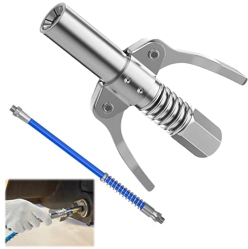 Raccord de Pistolet à Graisse G Coupler avec Tuyau Flexible, Embout Pompe a Graisse Manuelle - Embout Graissage pour Pompe à Graisse - Facile à Installer et Enlever - 1/8 NPT - Robuste et Durable (A)