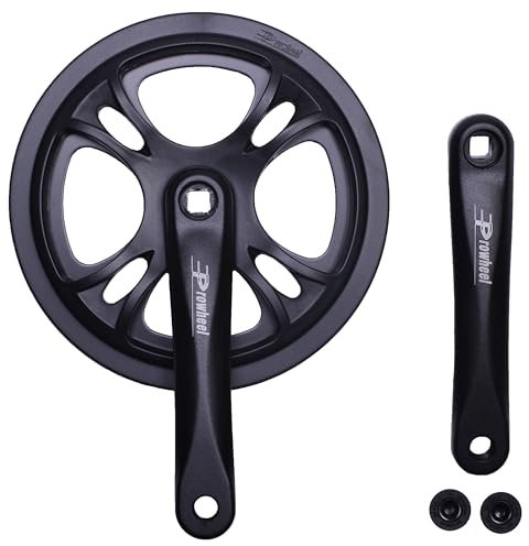 PROWHEEL 44T 48T Fahrrad-Kurbelgarnitur, 152 mm/160 mm/165 mm/170 mm/175 mm, Doppel-Kettenrad und Ersatz-Kettenschutz, kompatibel mit Citybike, MTB, E-Bike, Ladung, Rennrad, Klapprad