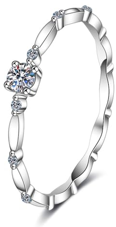 Damenring mit Labor Diamant Weißgold, Frauen Verlobung Ringe Echt Gold 750 Solitär 18 Karat Eheringe, D, VVS1-VVS2, Gr. 56 (17.8)