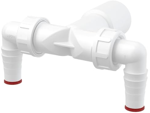 Double 17-23mm Dishwasher Elbow Inlets to 32mm/40mm Drain Waste Trap Connector