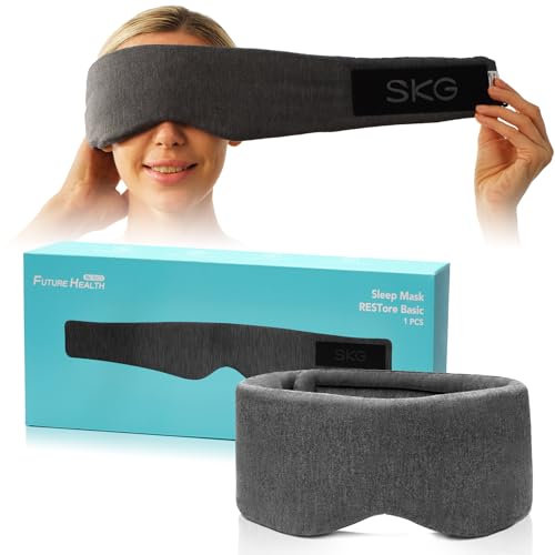 SKG RESTore Schlafmaske, 100 % lichtblockierende Schlafmaske für Männer und Frauen, weiches Modalgewebe, bleibt während des Schlafes an Ort und Stelle, große Größe mit breiter Breite, für