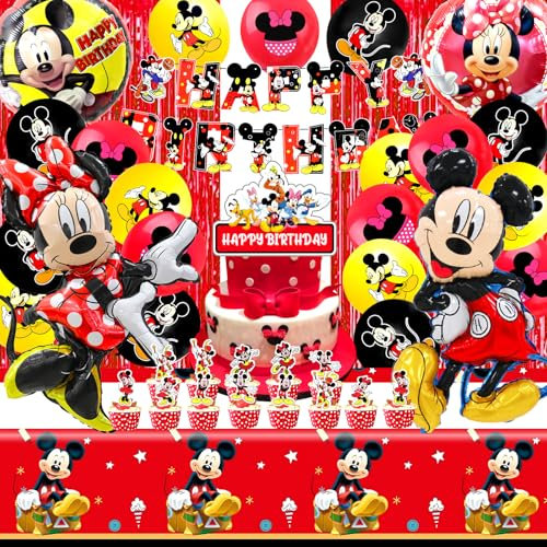 Kit Feste Minnie, 50 Pcs Decorazioni Compleanno Topolino, Addobbi Minnie e Mickey