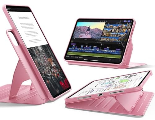 ESR für iPad Pro 13 Zoll Hülle M5/M4 (2025/2024), Shift Serie, Rosa | Drehbare Hülle mit Abnehmbarer Magnetabdeckung, Ständer im Hoch-/Querformat, 9 Standwinkel, für iPad Pro 13 Zoll case