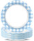 QOUBAI 48PCS Gingham Paper Plates 7 Blue and White Gingham Party Plates, Checkered Plaid Dessert Table Supplies Decor for BBQ Gathering Picnic Carnival Baby Shower Birthday Dinner Party Tableware