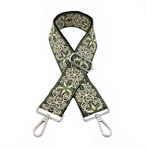 Angtex Taschengurt für Damen-Handtaschen (Ornament grün/weiss (Silber))