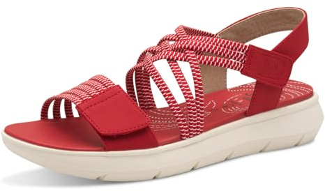 Jana Coshy Damen Sandalen flach mit Klettverschluss Vegan, Rot (Red), 38 EU