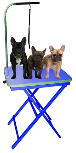 Hundefriseur Tisch Einstellbare Höhe 72-83cm, Trimmtisch für Hunde Klappbar Gewichtskapazität 55lbs Frisiertisch für Kleine Hunde Oder Katzen(Blue)