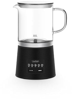 Lauben Glass Milk Frother 600BG, Milchaufschäumer mit Glasbehälter für kaltes und heißes Aufschäumen, 360° drehbarer Sockel, Modi für kaltes, heißes Aufschäumen, Rühren und heiße Schokolade