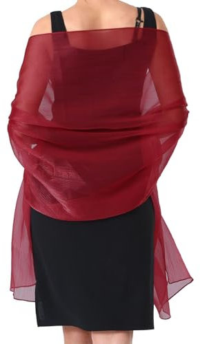 BUOSHUO Stola Damen,Chiffon Schal Shawl Multifunktionstuch Leicht,Stola Für abendkleid,Geeignet Für Abend Party,Täglich Passend,Hochzeit Brautjungfer's Elegante (Weinrot)