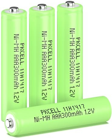 PKCELL Lot de 4 piles rechargeables AAA Ni-MH 300 mAh 1,2 V - Batterie préchargée pour lampe solaire de jardin