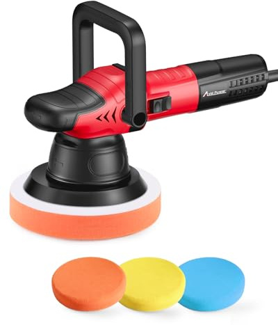 AVID POWER Dual Action Car Buffer Polisher, 6 Inch Orbital Polisher for Car Detailing with 6 Variable Speeds, Detachable Handle & 3 Polishing Pads