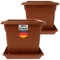 Vaso grande esterno 48 x 48 cm con sottovaso (set da 2) – Vaso da fiori grande esterno in plastica – Made in Germany – Fioriera grande esterno – Terracotta