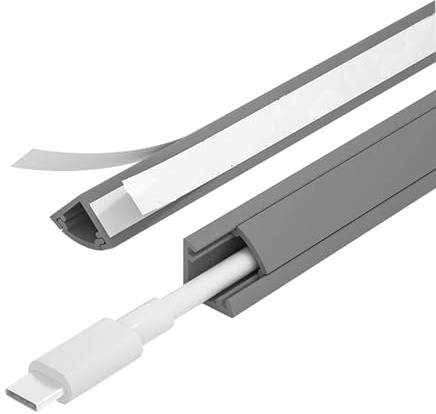 YZWZZXC Passacavi Pavimento Angolare da 100 Cm, Canalina Passacavi Muro, Nascondicavo in PVC, con Retro Autoadesivo, per Ufficio Domestico o Ambienti Esterni(Gray,14mm/0.6in)