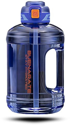 Buenarate,TRITAN, Botella agua gimnasio, Botella gimnasio antigoteo y doble sistema para beber. Water bottle con apertura rápida y cierre de seguridad. Cantimplora para aire libre. LIBRE DE BPA/BPS.