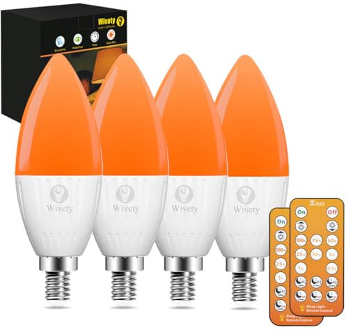 Wivety LED Schlaf Glühbirne E14 mit Fernbedienung, 1600K Bernstein, 5W Lampe Blaulichtfilter für Schlaftherapie, Babyzimmer, Schlafzimmer (4er-Pack)