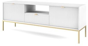3E 3xE living.com Mobile TV: 1 cassetto, 2 ante, Bianco, oro, 154 x 56 x 39 cm, maniglie dorate