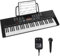 KOMFOTTEU Elektronisches Keyboard 61 Tasten, Digitalpiano mit 300 Rhythmen, 300 Klangfarben, 50 Demo-Songs, LED-Anzeige, Doppeltastatur, Mikrofon & Notenständer für Anfänger