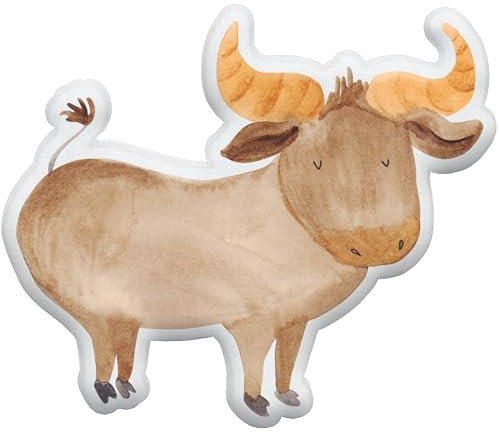 Mr. & Mrs. Panda Dekokissen Sternzeichen Stier 25 cm - Geschenk, Ochse, Rind, Kuscheltier, Kuschelkissen, Kissen, Plüschkissen, Geburtstag Mai, Stofftier, Plüschtier