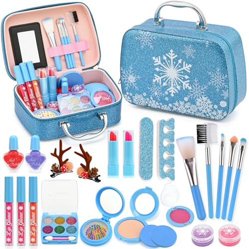 ACGASK Real Washable Makeup Kit for Girls - Non-Toxic Kids Play Make Up Set Toy for Toddlers Children, Princess Toys Birthday & Christmas Gift ideas for Ages 5 6 7 8 9 10 11 12 Year Old Girls