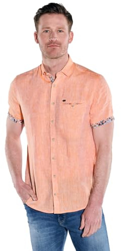 engbers Herren Herren Kurzarm-Hemd aus Leinen, Orange, 38360, Orange in Größe 4XL