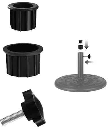 FCOUIID Umbrella Stand Base Stabilizer Sleeves - Outdoor Parasols Hole Ring Plug Cover with M8 Handle Screw, Patio Umbrella Bracket Replacement Parts (3, Black)