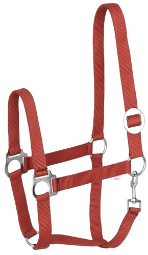 Start Economic Halfter für Pferde – Verstellbares Nylon-Stallhalfter mit Karabiner – Robust & Komfortabel – Weiches, schmutzabweisendes Material (Rot, Cob (Vollblut))