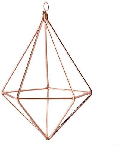 Hanging Metal Rack for Flower Pots Geometric Air Plant Holder for Wall Decor (Rose Gold)
