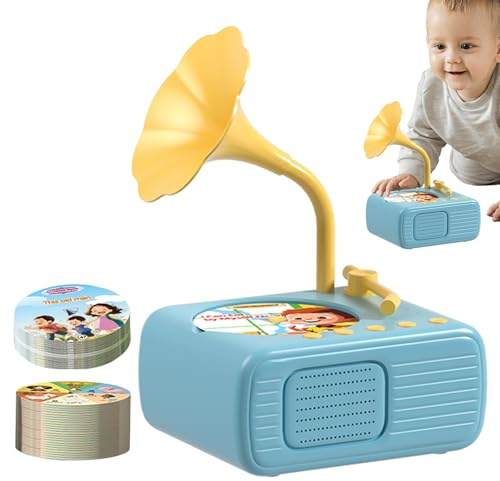 Jouet Musical Gramophone pour Enfant - Lecteur d'histoires - Jouet rétro - pour - avec 96 Cartes - pour Fille - pour Jeux éducatifs - pour l'école Maternelle
