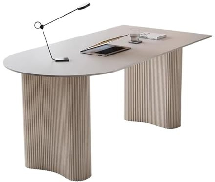 ZENGXJYCQINGJIANG Gaming Desk White Rock Slab Laptop Desk with Chic Iron Table Legs, Modern Writing Dressing for Home Office Bedroom(XXL)