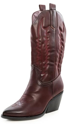 Toocool Stivali donna texani cowboy western camperos scarpe boots Y02 [40, Bordeaux]