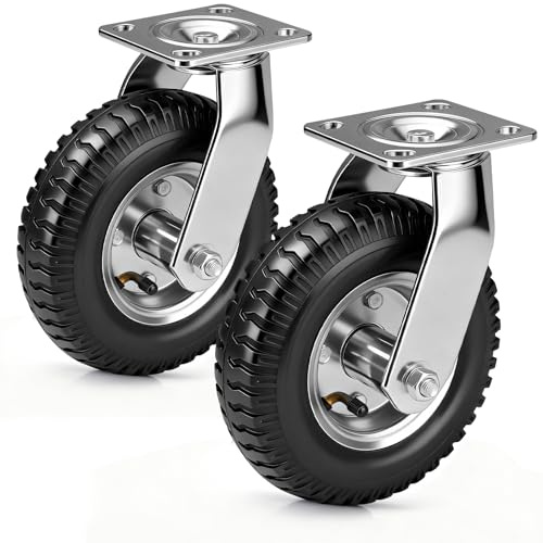 2 Stück Lenkrollen Luftrad Set Ø 250 x 65mm, | Ruhig Luftreifen mit Stoßdämpfung, Stabil Räder, Transportrolle für Bollerwagen & Transportwagen Kit