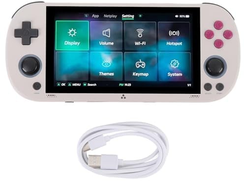 EIMSOAH Console di Gioco retrò Portatile, Schermo IPS da 4,96 Pollici 720x1280 28 Emulatori Batteria da 5000 MAh, con Lettore Multimediale Moonlight Lettore di Schede USB per (Grigio)